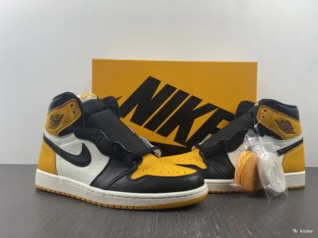 Cheap TBK Yellow Air OG 1 High 555088-711 Toe Jordan 0602